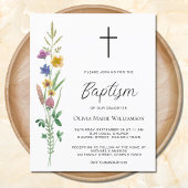Budget Wildflower Baptism Uitnodiging