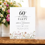 Budget Wildflower Bloemen 60e verjaardag uitnodigi<br><div class="desc">Vier in stijl met een tuin bloemenkalligrafie 60e verjaardag uitnodiging, perfect voor een mijlpaal evenement. Met levendige bloemige design en elegante kalligrafie zet deze uitnodiging een grillige maar verfijnde toon voor uw feest. Het weelderige tuinthema combineert natuurlijke schoonheid met sierlijke typografie, waardoor een tijdloze en uitnodigende look wordt gecreëerd. Ideaal...</div>