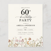 Budget Wildflower Bloemen 60e verjaardag uitnodigi (Voorkant)
