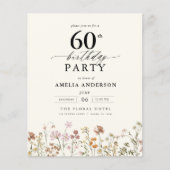 Budget Wildflower Bloemen 60e verjaardag uitnodigi Flyer (Voorkant)