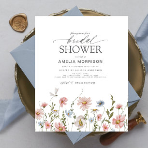 Budget Wildflower Bloemen Bruids Douche Uitnodigin