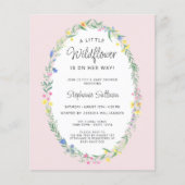Budget Wildflower Bloemen Roze Baby shower Invite (Voorkant)