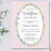 Budget Wildflower Bloemen Roze Baby shower Invite