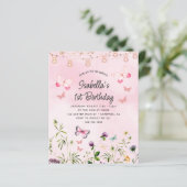 Budget Wildflower Boho 1e verjaardag Uitnodiging (Staand voorkant)