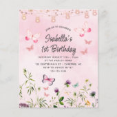 Budget Wildflower Boho 1e verjaardag Uitnodiging (Voorkant)