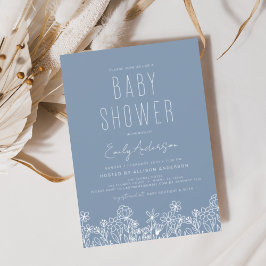 Budget Wildflower Boho Baby shower Dusty Blue