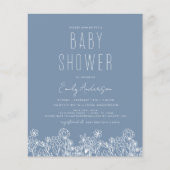 Budget Wildflower Boho Baby shower Dusty Blue Flyer (Voorkant)
