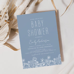 Budget Wildflower Boho Baby shower Dusty Blue Flyer