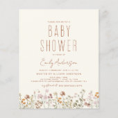 Budget Wildflower Boho Baby shower Elegant Modern (Voorkant)
