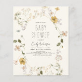 Budget Wildflower Boho Baby shower Elegant Modern (Voorkant)
