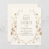 Budget Wildflower Boho Baby shower Elegant Modern (Voorkant / Achterkant)