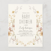 Budget Wildflower Boho Baby shower Elegant Modern (Voorkant)