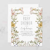 Budget Wildflower Boho Baby shower Elegant Modern (Voorkant / Achterkant)