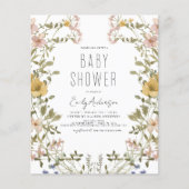 Budget Wildflower Boho Baby shower Elegant Modern (Voorkant)