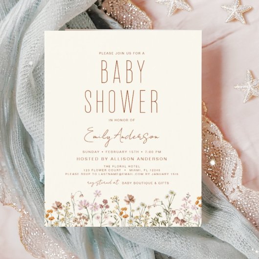 Budget Wildflower Boho Baby shower Elegant Modern