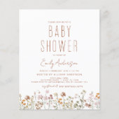 Budget Wildflower Boho Baby shower Uitnodiging (Voorkant)