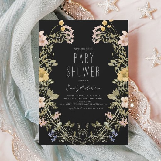 Budget Wildflower Boho Baby shower Uitnodiging Flyer