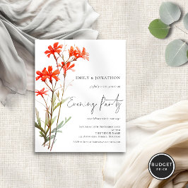 Budget Wildflower bruiloft avond feest uitnodiging