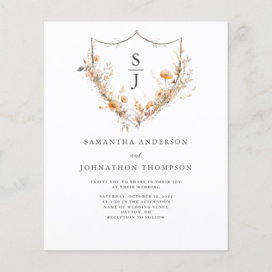 Budget Wildflower bruiloft Flyer (Voorkant)