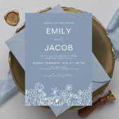 Budget Wildflower Dusty Blue Botanical Wedding Flyer