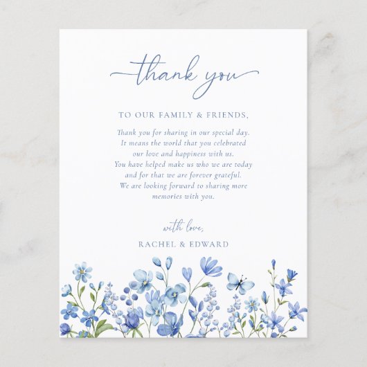 Budget Wildflower Dusty Blue Dank u Kaart (Voorkant)