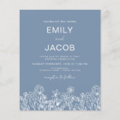 Budget Wildflower Dusty Blue Photo Wedding Flyer (Voorkant)