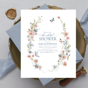Budget Wildflower Elegante Bruids Douche Uitnodigi