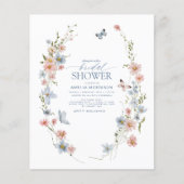 Budget Wildflower Elegante Bruids Douche Uitnodigi Flyer (Voorkant)