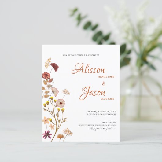 Budget Wildflower Fall Weddenschap (Staand voorkant)