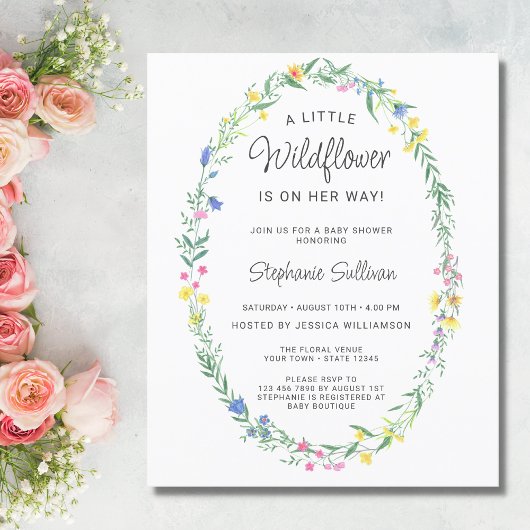 Budget Wildflower Floral Baby shower Invitation