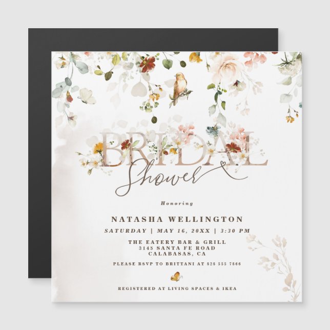 Budget Wildflower Garden Bridal Shower Invitation (Voorkant / Achterkant)