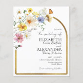 Budget Wildflower Gold | Boho bruiloft uitnodiging (Voorkant)