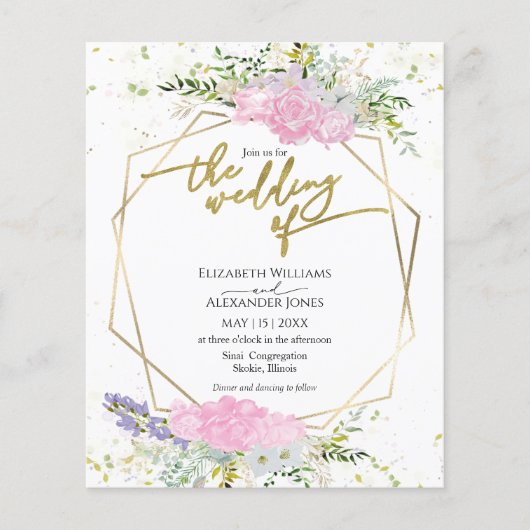 Budget Wildflower Lente Foto Bruiloft Uitnodiging (Voorkant)