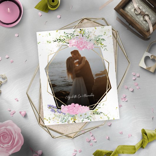 Budget Wildflower Lente Foto Bruiloft Uitnodiging