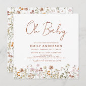 Budget Wildflower Oh Baby shower Floral Kaart (Voorkant / Achterkant)