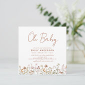 Budget Wildflower Oh Baby shower Floral Kaart (Staand voorkant)