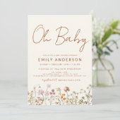 Budget Wildflower Oh Baby shower Floral Kaart (Staand voorkant)
