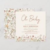 Budget Wildflower Oh Baby shower Floral Kaart (Voorkant / Achterkant)