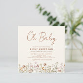 Budget Wildflower Oh Baby shower Floral Kaart (Staand voorkant)