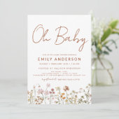 Budget Wildflower Oh Baby shower Floral Kaart (Staand voorkant)