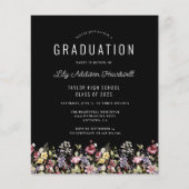 Budget Wildflower Pattern Black Afstudeerder Party (Voorkant)