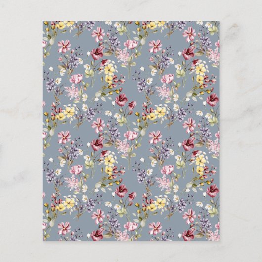 Budget Wildflower Pattern Dusty Blue Afstudeerder  (Achterkant)