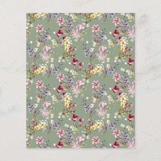 Budget Wildflower Pattern Sage Green Afstudeerder (Achterkant)