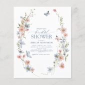 Budget Wildflower QR Code Bruids Douche Uitnodigin Flyer (Voorkant)