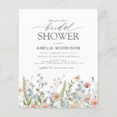Budget Wildflower QR Code Bruids Douche Uitnodigin Flyer (Voorkant)