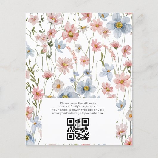 Budget Wildflower QR Code Bruids Douche Uitnodigin Flyer (Achterkant)