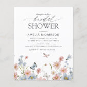 Budget Wildflower QR Code Bruids Douche Uitnodigin Flyer (Voorkant)