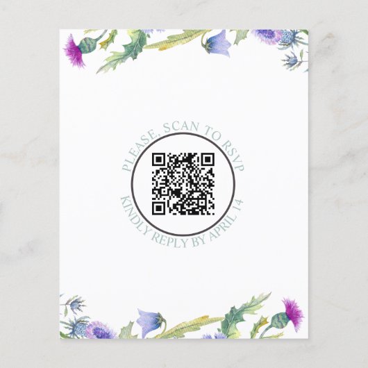 BUDGET Wildflower QR code bruiloft uitnodiging (Achterkant)