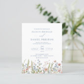 Budget Wildflower QR Code Huwelijksuitnodiging (Staand voorkant)