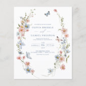 Budget Wildflower QR Code Huwelijksuitnodiging (Voorkant)